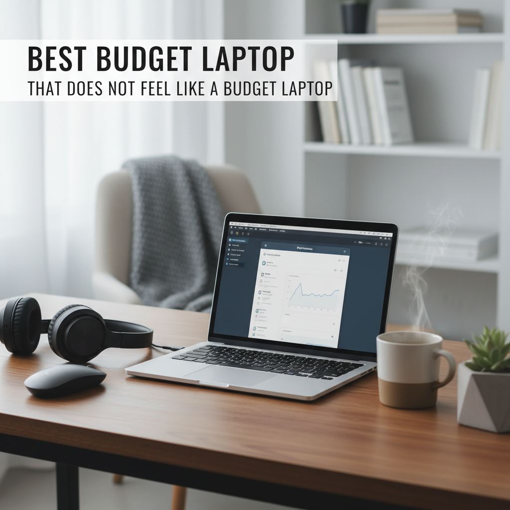 Professional blog header image for article titled: Best Budget Laptop That Does Not Feel Like a Budget Laptop. High quality, relevant imagery, clean composition.