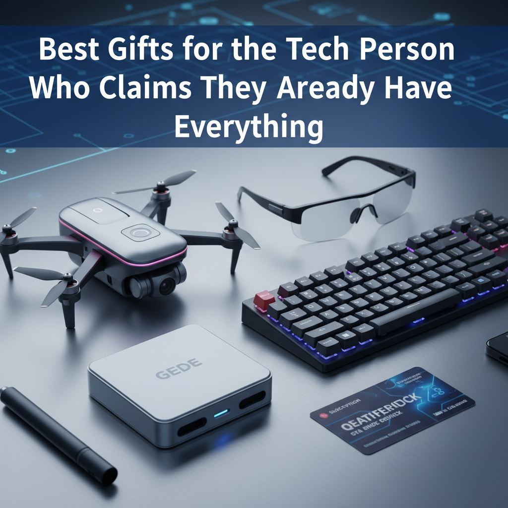 Professional blog header image for article titled: Best Gifts for the Tech Person Who Claims They Already Have Everything. High quality, relevant imagery, clean composition.