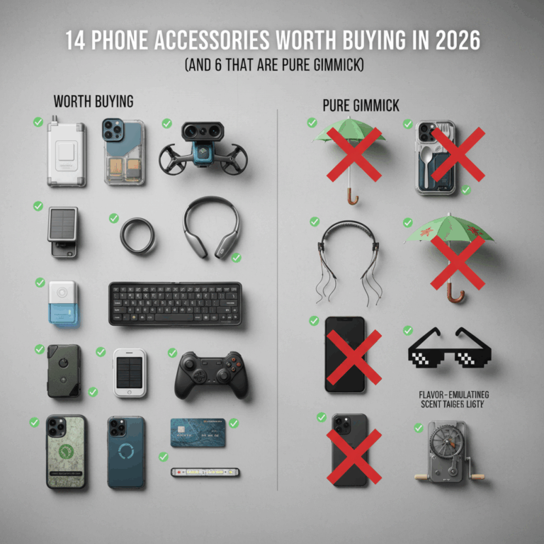 Professional blog header image for article titled: 14 Phone Accessories Worth Buying in 2026 (and 6